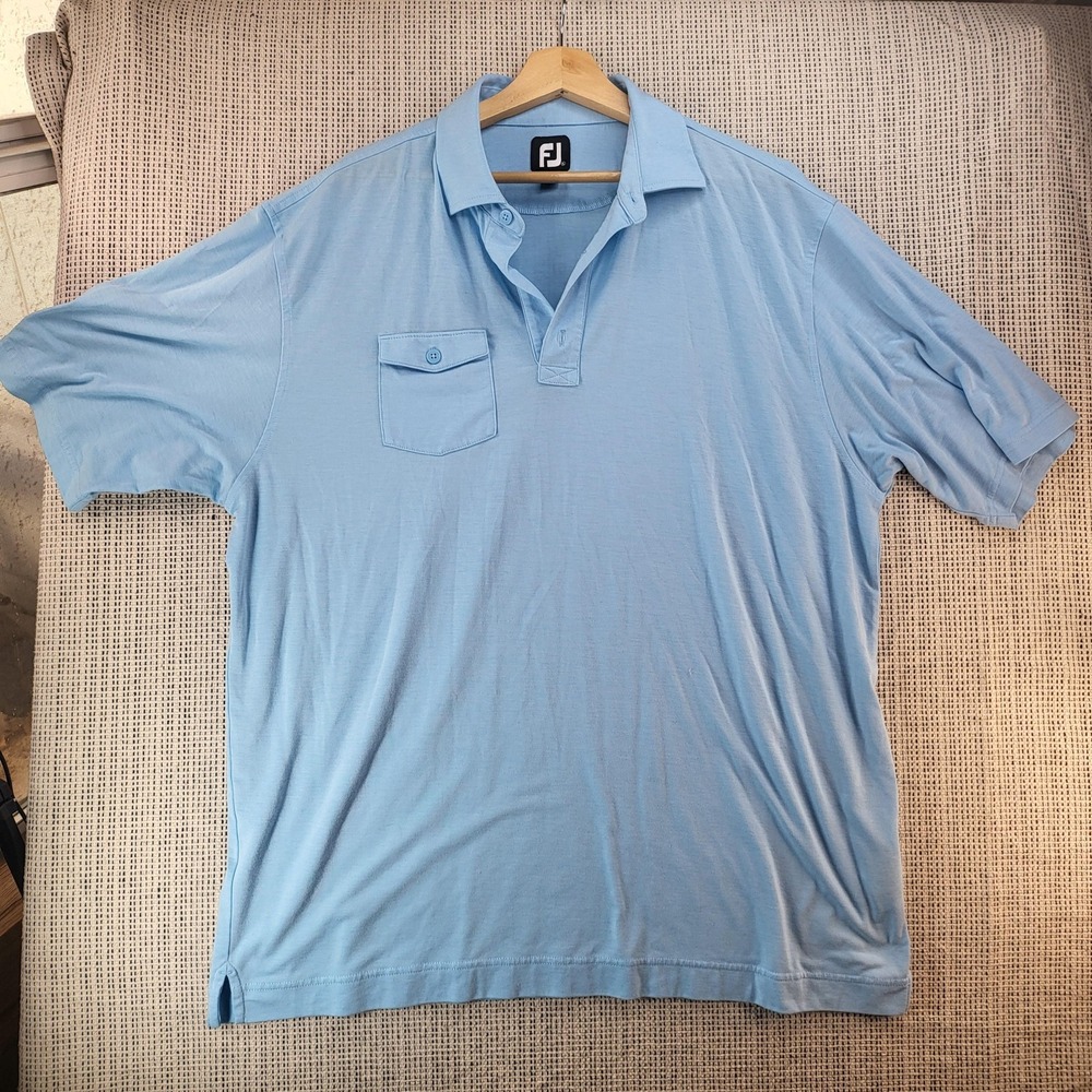 FootJoy Polo Shirt Mens Extra Large Light Blue Golf Chest Pocket FJ Performance